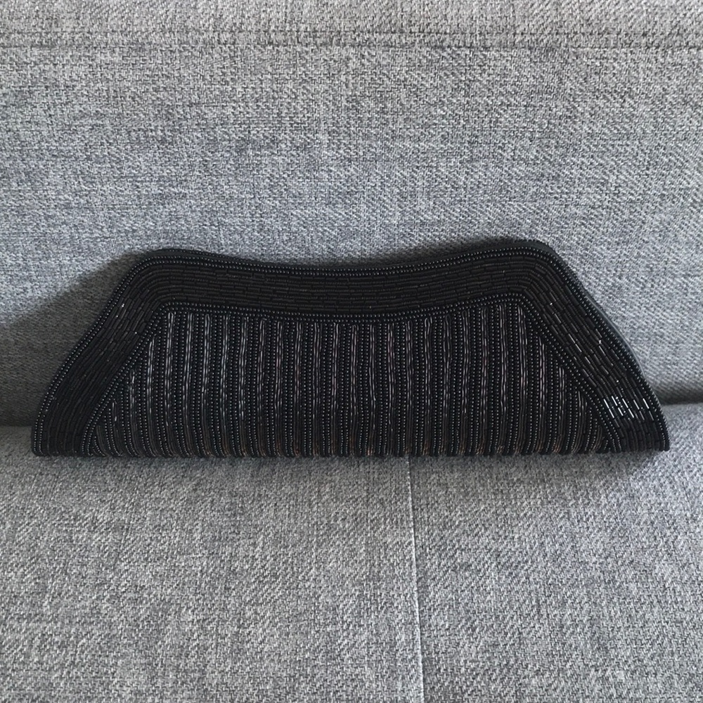 Black and brown hand beaded clutch